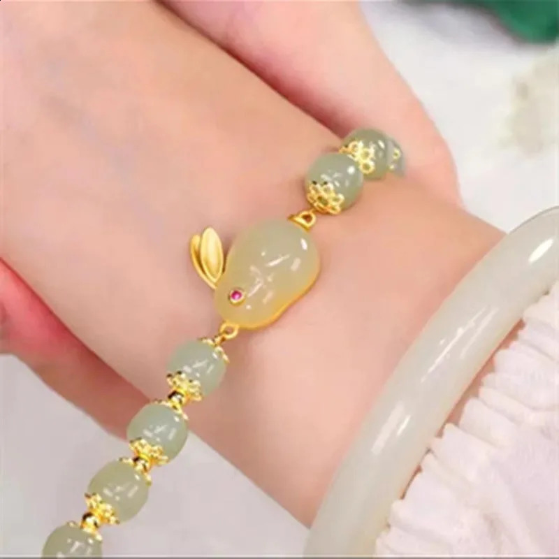 Natural Hetian Jade Bracelet High Sense Elegant Temperament Jewelry for Female Party Wedding Jewelry Gift 241227