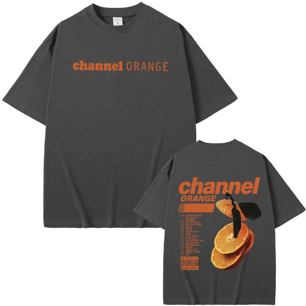 Rapper Frank Orange Graphic Print Tshirt Ocean Oversized T-shirts Blonde Hip Hop Vintage T Shirt Mens Fashion Straps X241228