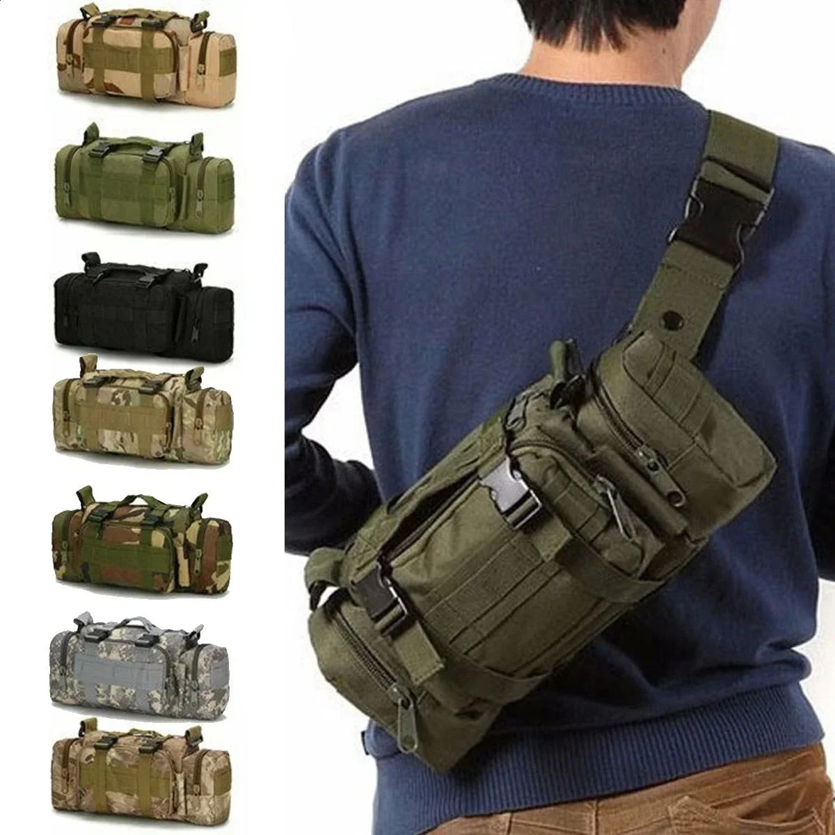 Duffel Waist Bag Molle Waterproof Fanny Packs Camera EDC Utility Pouch Crossbody with Shoulder Strap Hand Carry 241223