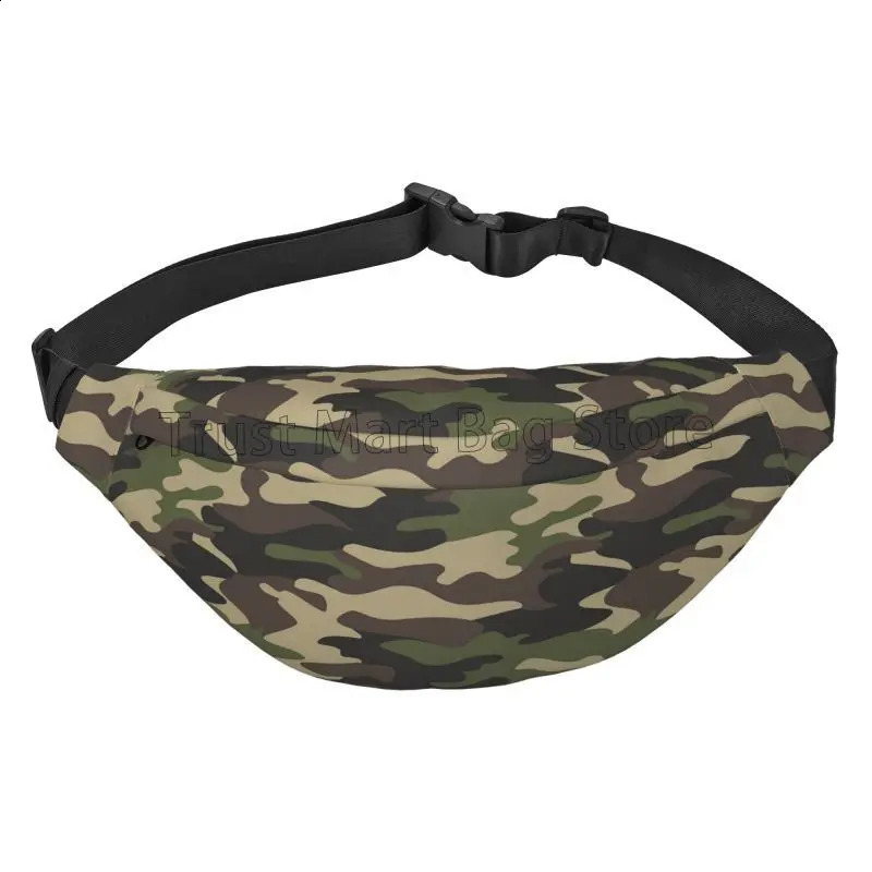 Green Camouflage Casual Fanny Pack Large Crossbody Waist Bag Adjustable Belt Bags for Travel Festival Hiking Cycling Running 241228