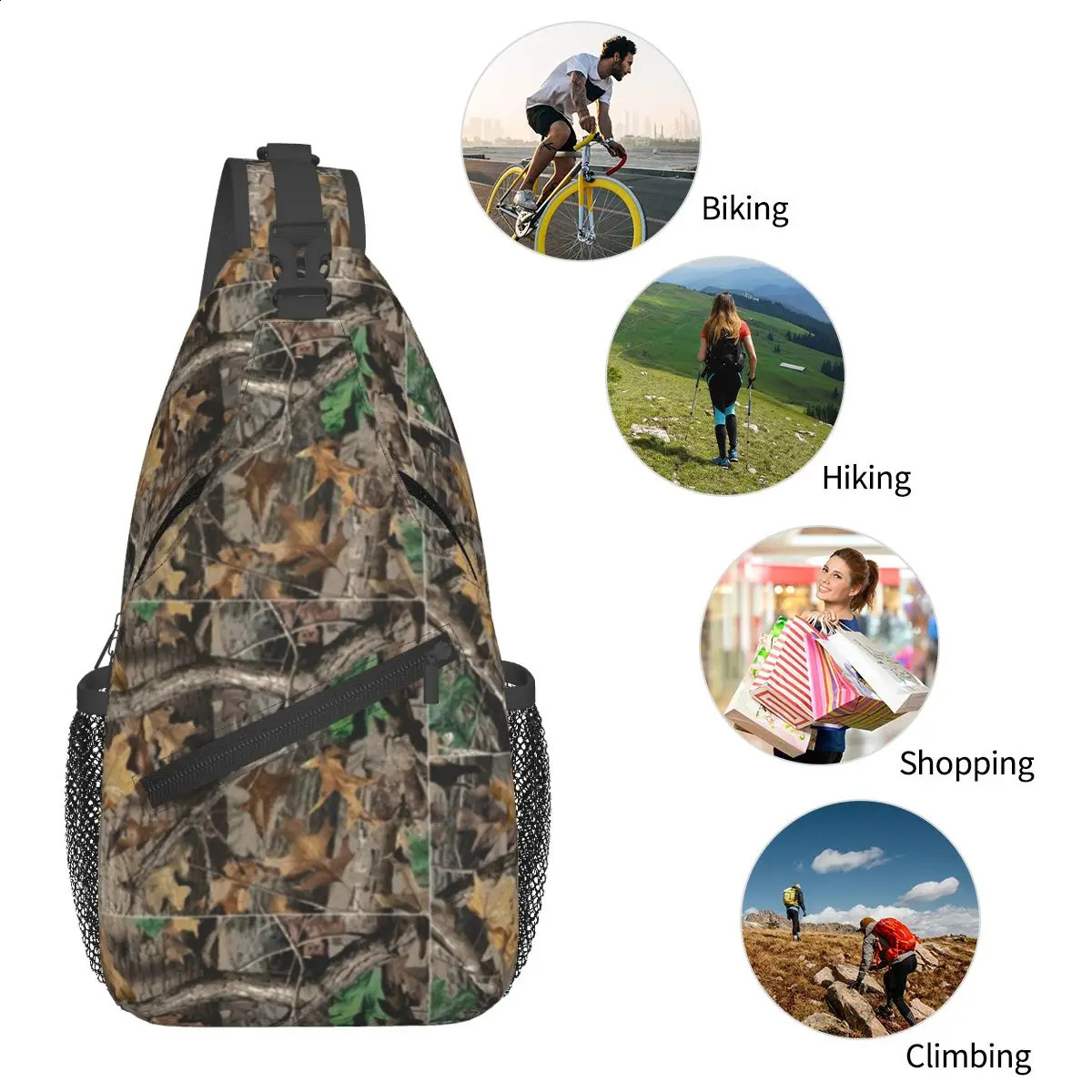Real Tree Hunting Camo Camouflage Military Sling Backpack Sling Bag Hiking Chest Bag Daypack Men Crossbody Backpack Shoulder Bag 241228