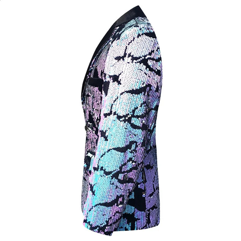 2025 velvet sequin casual slim fit mens cool jacket wedding banquet host/singer/gradient performance mens suit jacket 241227