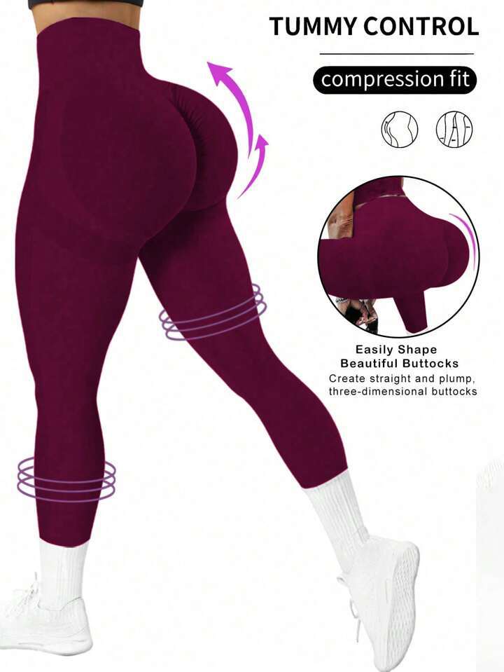 Yoga clothes solid color peach buttocks seamless tight fitting soft exercise training elastic fitness clothes yoga pants high waisted wearing spandex 
