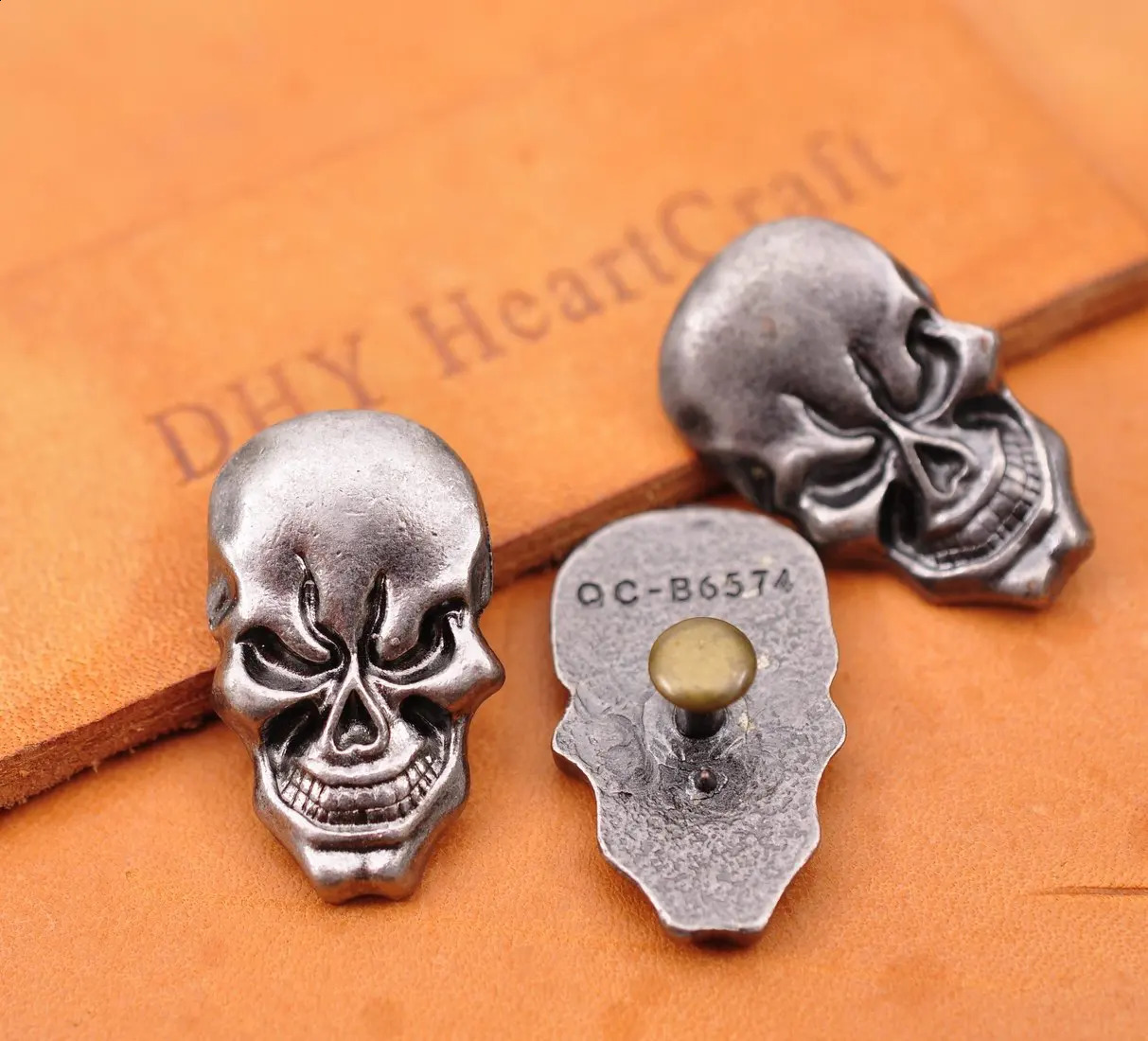 10X Heavy Antique Silver Rock Punk Motocycle Skull Skeleton Leathercraft Accessories Hardware CONCHOS Rivetback 241227