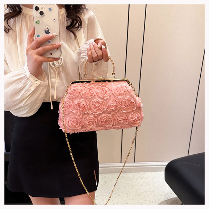 Satin Ral Bride Party Evening Clutch Women Wedding Purses And Handbags Small Shoulder Chain Designer Bag
