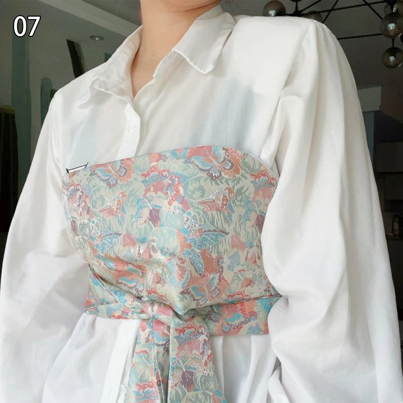 Japanese Haori Kimono Yukata Obi Belt Literature Brocade Jacquard Fabric Waistband Shirt Dress Decor Chest Wrapped Cummerbunds 241227