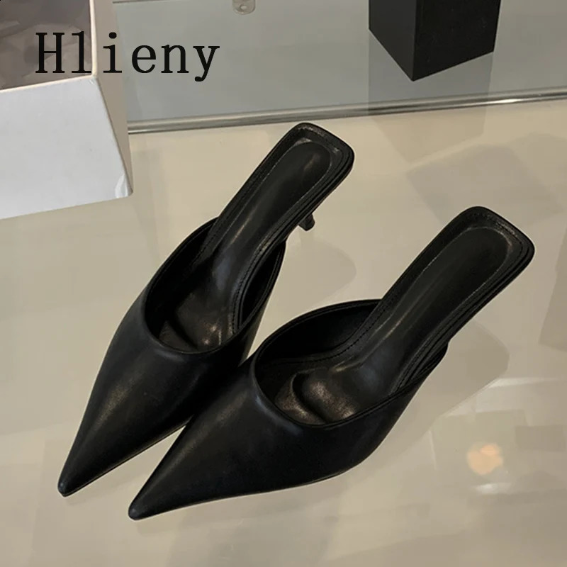 Hlieny 2025 Spring shallow Leopard Print Women Slipper Pointed Toe Thin Low Heel Sandal Ladies Mules Shoes Zapatos Mujer 241228