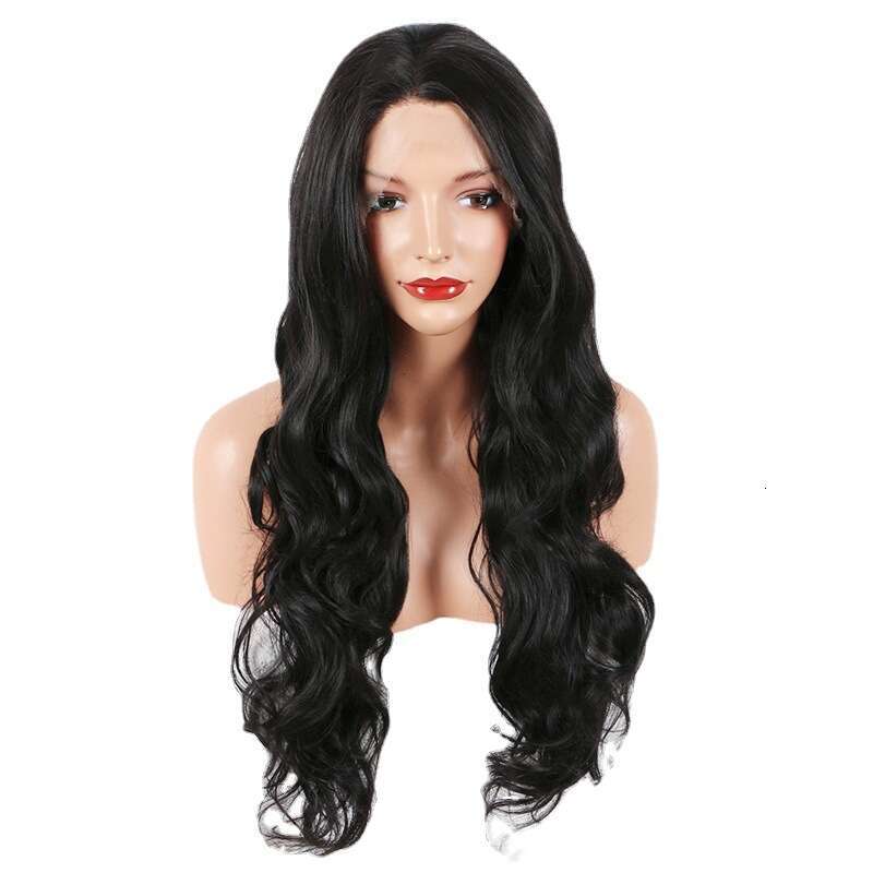Fashionable Wig Women's Front Lace Black Wave Hair Head Cover Big Curly Wigs Kq2 Kq2
