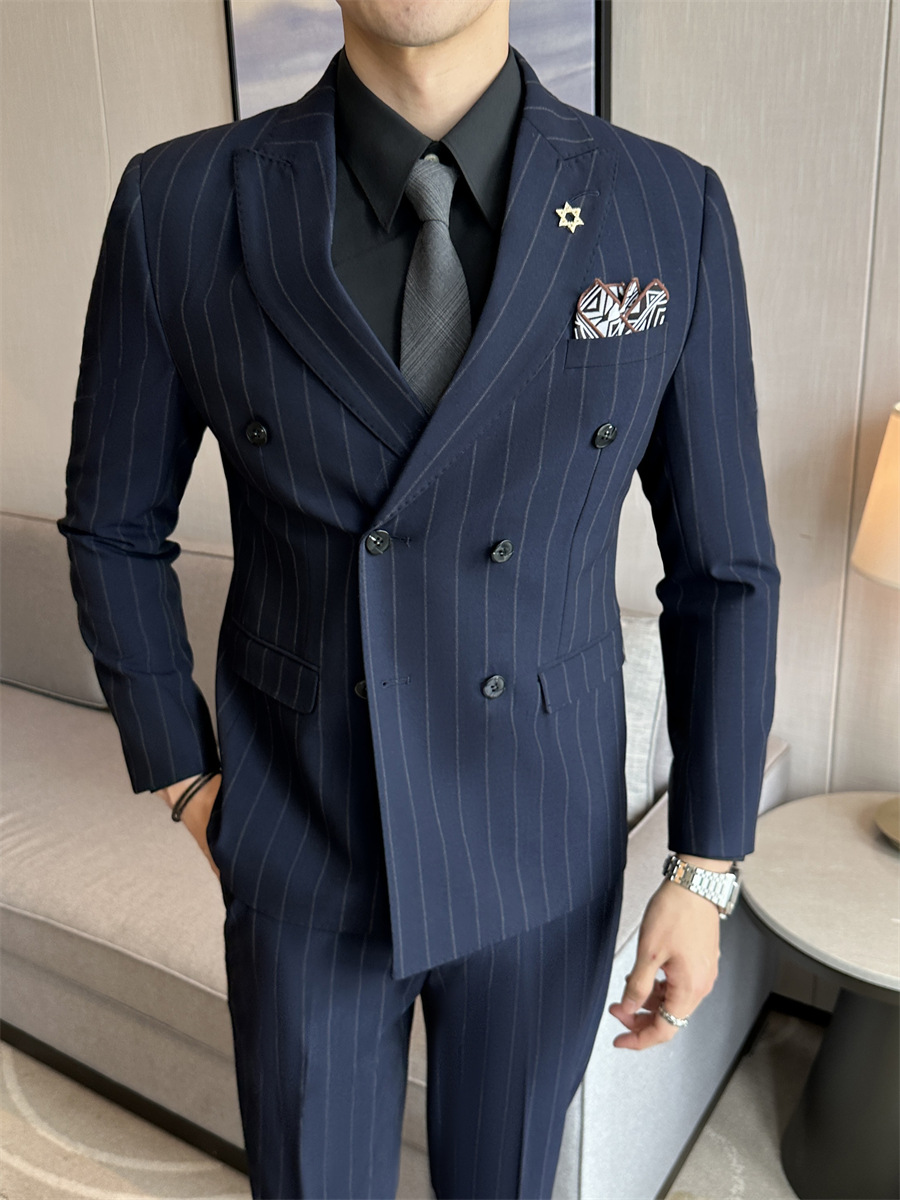 L1227Striped suits high-end slim business groom best man wedding