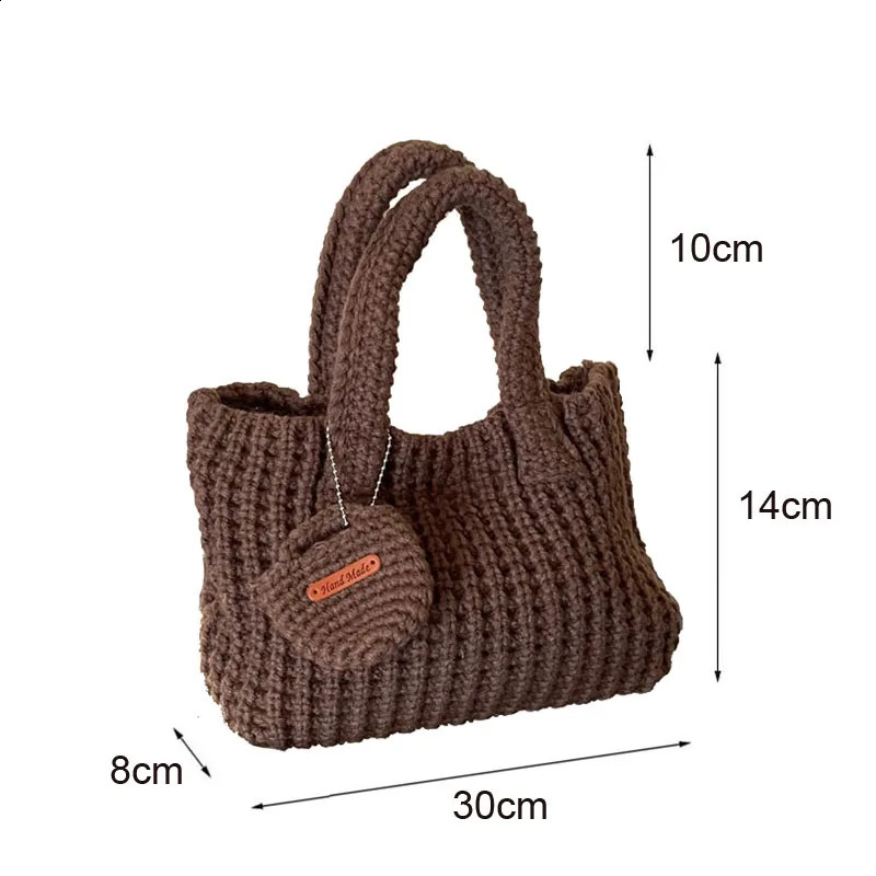 Hylhexyr Autumn and Winter Handmade Crochet Bags Shoulder Bag Solid Color Woolen Knitted Handbag For Women 241227