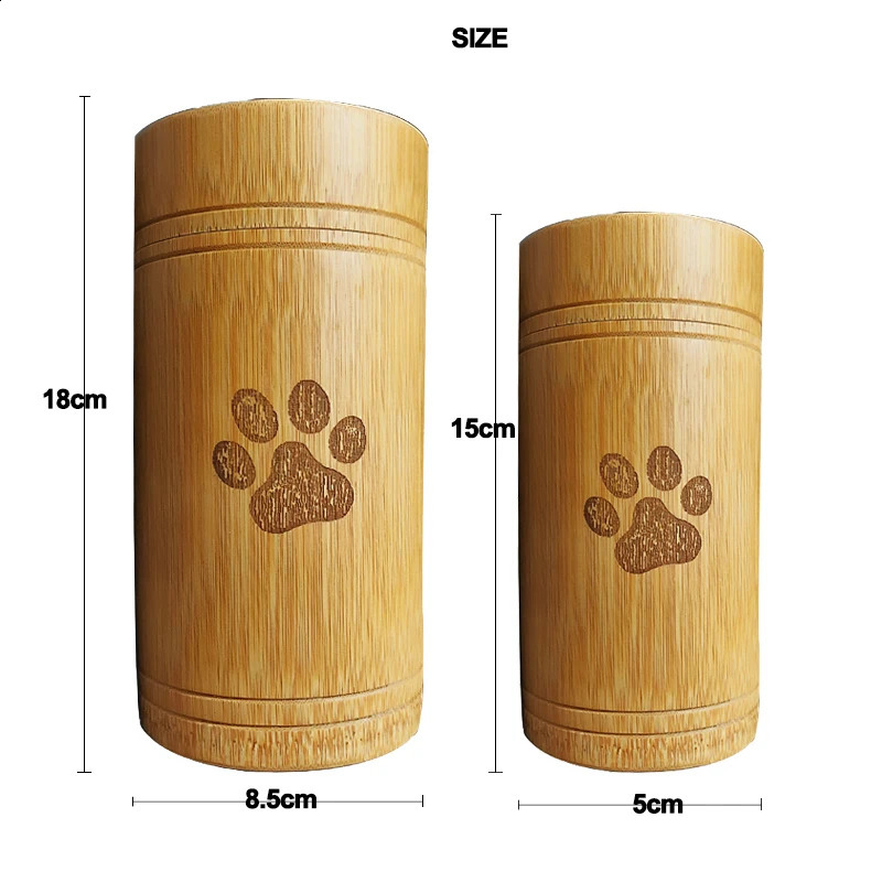 Carved Custom Bamboo Pet Urn Cremation Cute Cat Dog Paws S-L Size Puppy Kitten Ashe for Urn Funeral Supplies Pet Dog Accessories 241225