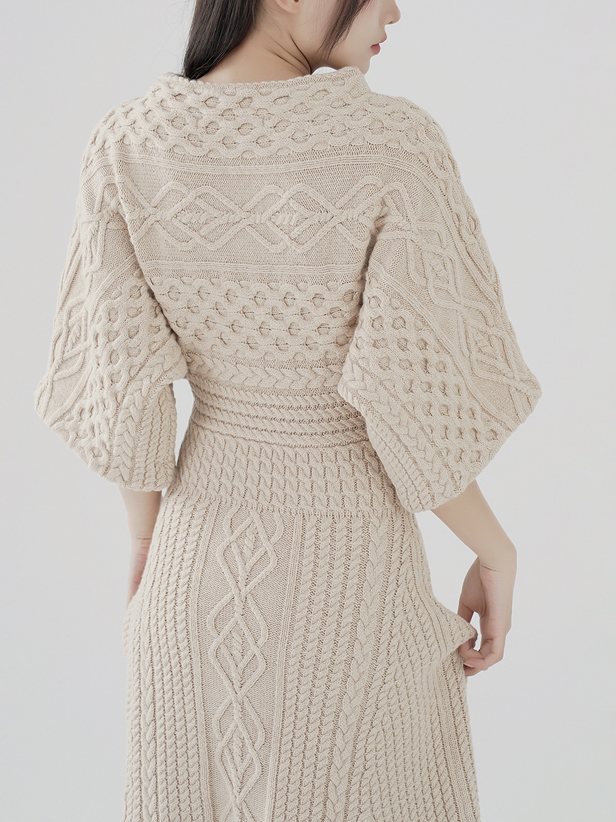 Y190 autumn and winter dress high-end knitted long skirt outer wear design waist hip skirt long skirt