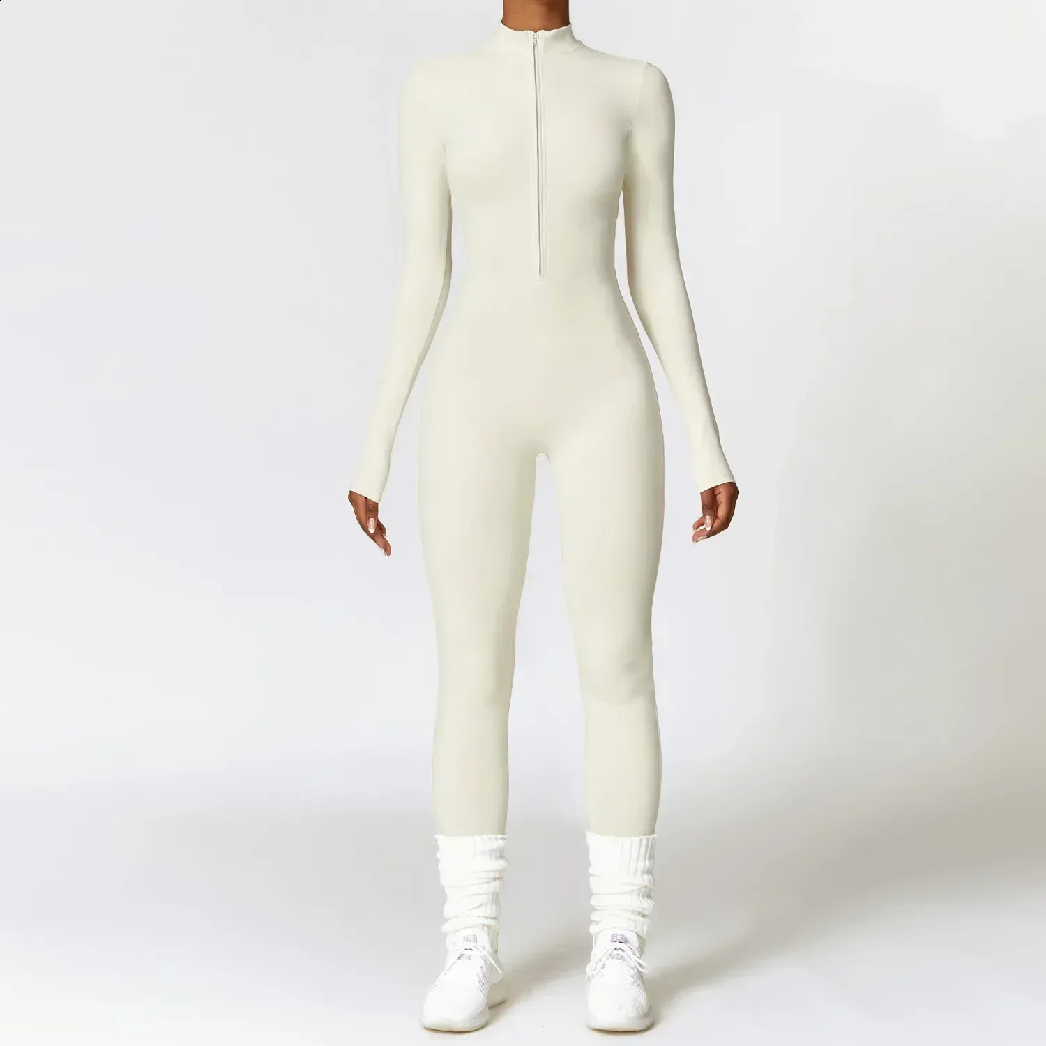 Autumn Winter Sporty Jumpsuit Women Sportswear Long Sleeve Zipper Warm Gym Fitness Overall Yoga Workout Clothes Outfit 241224