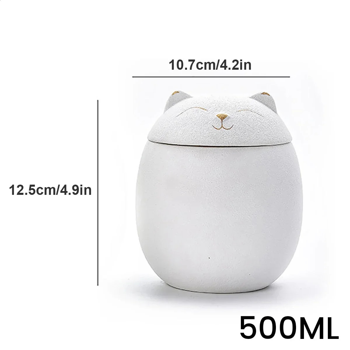 Black/White Urn 500ml for Pet Ashes Cat Shape Memorial Cremation Urns-Handcrafted Decorative Urns for Funeral Cat urn Dog urn 241225