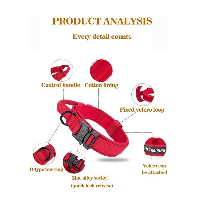 Tactical Dog Durable Collar Nylon Collar For Medium Large Dog Adjustable Explosion-proof Pet Collar Dog Accessories Pet Supplies M241228