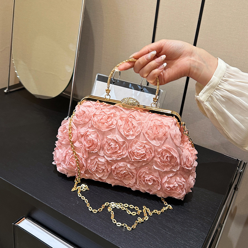 Satin Ral Bride Party Evening Clutch Women Wedding Purses And Handbags Small Shoulder Chain Designer Bag