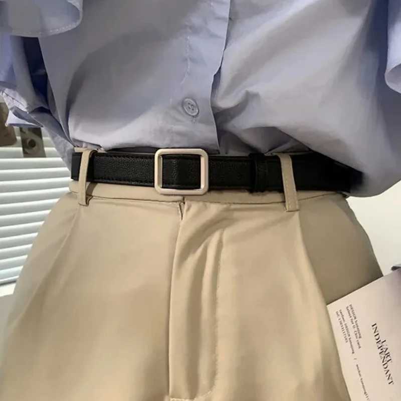 PU Leather Womens Square Buckle Pin Buckle Jeans Black Strap Fashion Luxury Brand Womens Retro Strap Womens Belt W241228