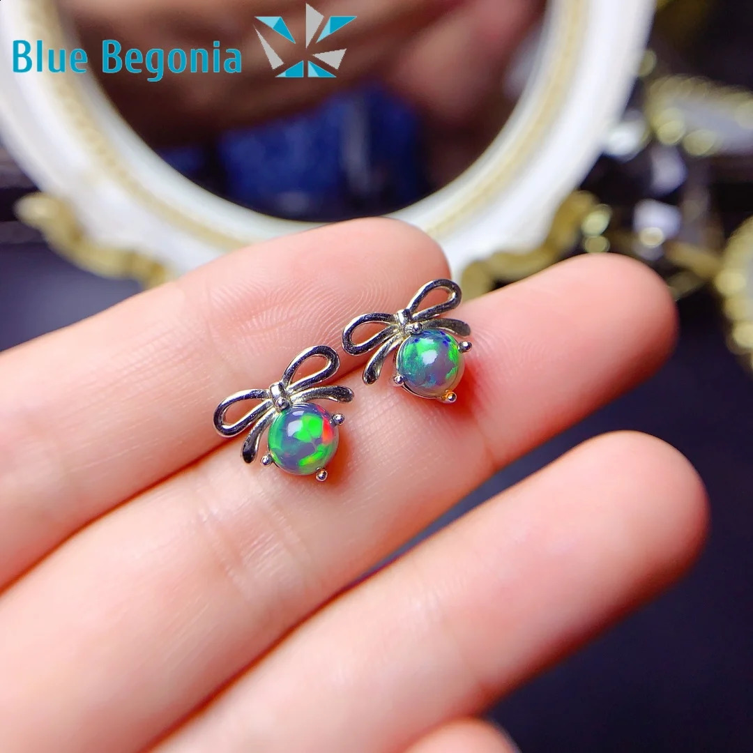 Natural Black Opal Earrings for Women Anniversary Gift 925 Sterling Silver Girl Friend 5*5MM Gemstones 241226