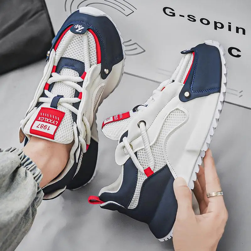 Mens Luxury Fashion Designer Trainers Mesh Breathable Non-slip Thick Sole Height Increasing Shoes Mens Casual Sneakers ddmythur