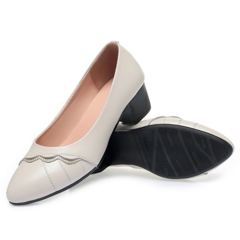 AIYUQI Dress Shoes Women Mid-heel Spring Genuine Leather Women's Office Shoes Large Size Work Shoes Women