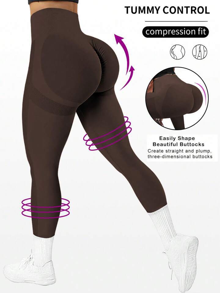 Yoga clothes solid color peach buttocks seamless tight fitting soft exercise training elastic fitness clothes yoga pants high waisted wearing spandex 