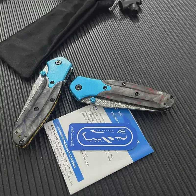 BM 945-221 Gold Mini O Sbor Ne Folding Knife 2.92 Vg10 Damascus Blade Caon Fiber Hand Outdoor Hunting Cam KnifeXJ241228