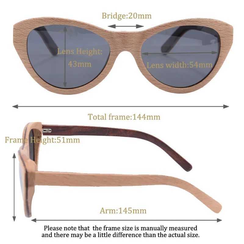 Shinu Brand Sunglasses Polarized Women Design Vintage Handmade Nature Wooden Sunglasses Men Cat Eyes Sun Glasses ShadesXJ241228