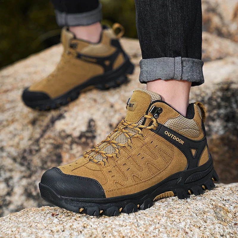 Men Hiking Shoes Waterproof Outdoor Off Road Run Shoes 2025 Lace Up Durable Men Non Slip Outdoor Climbing Boots Size 39-47 241228