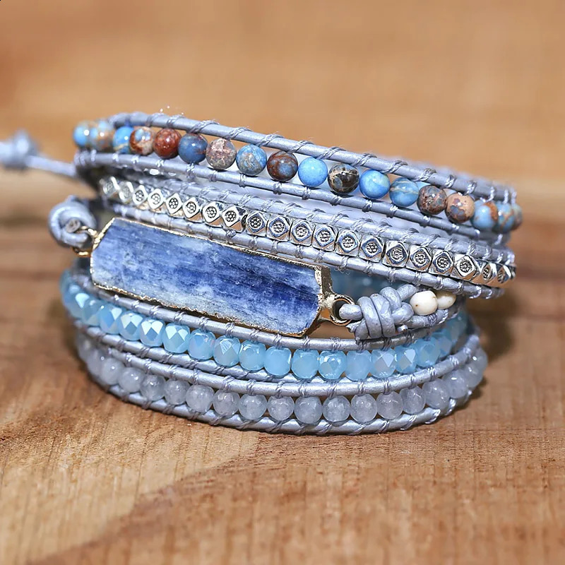 High Quality Lapis lazuli Natural Stone Charm Wrap Bracelets for men and women Handmade jewelry gift drop 241227