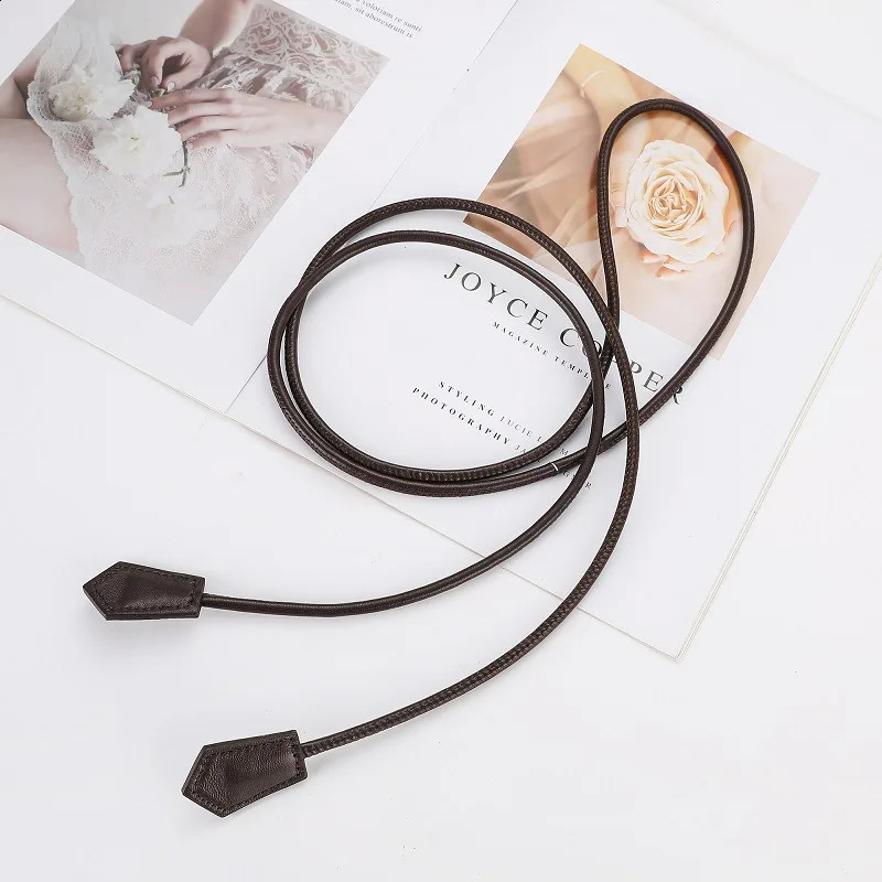 Womens Slim Sheepskin rope Long Waist Belt Knotted Womens Belt Solid Color Thin Waist Chain Dresses String Waistband Vintage belts 241227