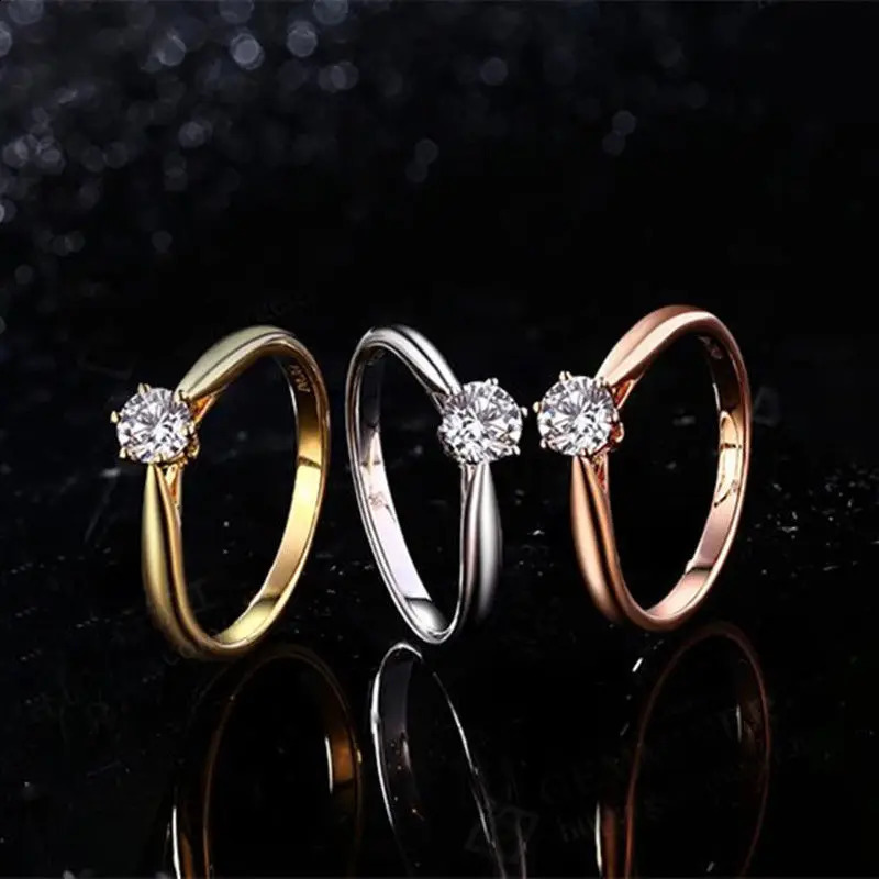 Classic Womens Wedding Ring Simple Six Claw Zirconia Fashion Card Engagement Gift Jewelry 241210
