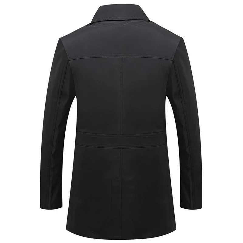 New Spring and Autumn Mens Business Leisure Trench Jacket Long Jacket High Quality Mens Customized Collar Loose Trench Jacket Size 4XL W241228