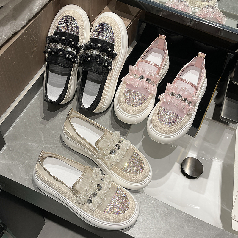 Designer Women's Sports Shoes Luxury Shining Water Diamond Decoration Women's loafers Platform Casual Shoes zapatillas mujer High quality ca