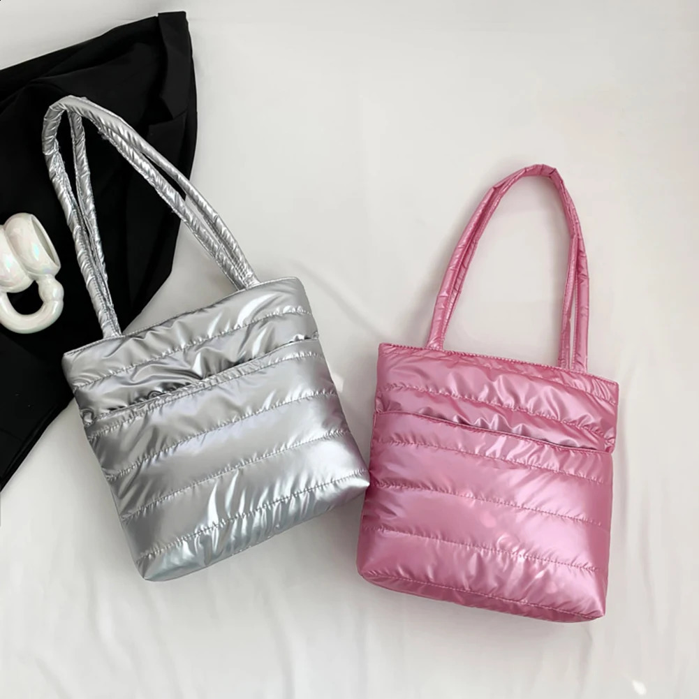 Women Quilted Shoulder Bag Large Capacity Top Handle Bag Versatile Lightweight Handbag Winter Dating Bag 241228