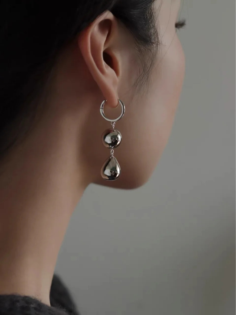 Brass Stunning Triple Ball Linked Earrings Women Jewelry Punk Party T Show Gown Runway Trendy Korean Japan Style INS 241226