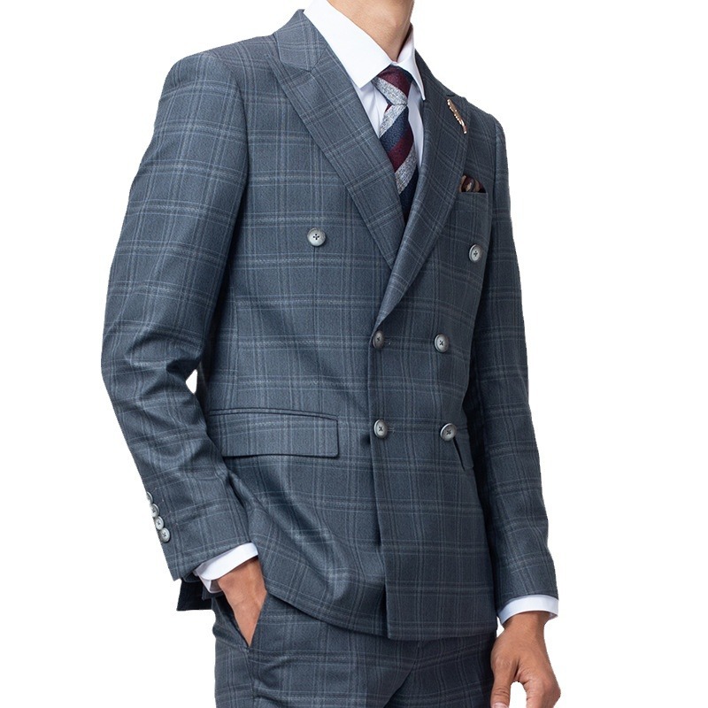 3224 Retro British style men's plaid suit youth business