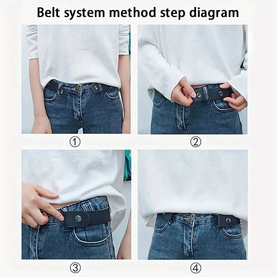 Simple And Fashionable Womens Belt Elastic Lazy Mens Belt Woven Invisible And Seamless Unisex Jeans Belt Length Adjustable W241228