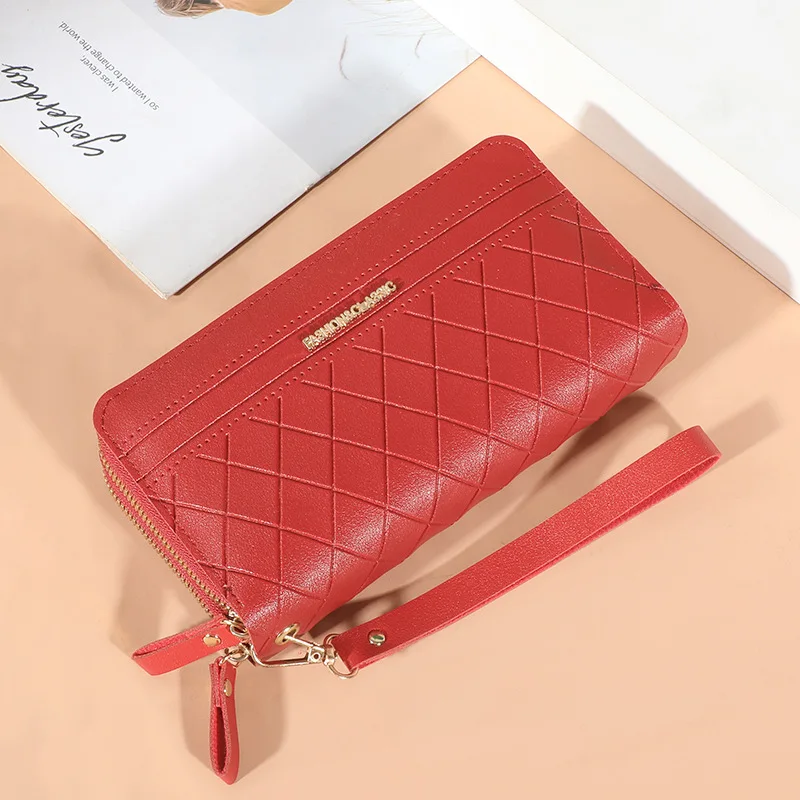 Women's Long Wallet Female Purse Wallet Tassel TLXT Coin Purse Card Holder Wallets Double Zipper Pu Leather Clutch Luxury Money Phone Bag Pink Wa