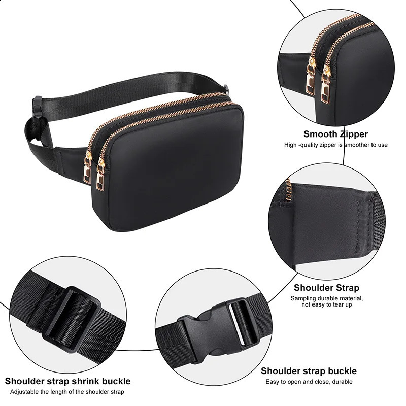Buylor Fashion Waist Bag Women Zipper Fanny Pack Hip Bum Sports Shoulder Chest Waterproof Crossbody Travel Belt 241227