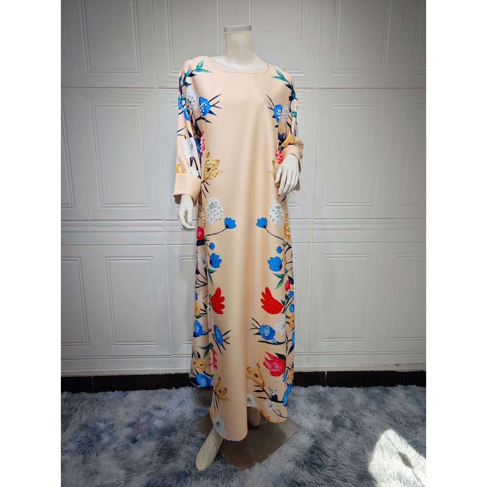 Arab Dubai Fashion Printed Hot Dia Robe Muslim Home Reception Dress