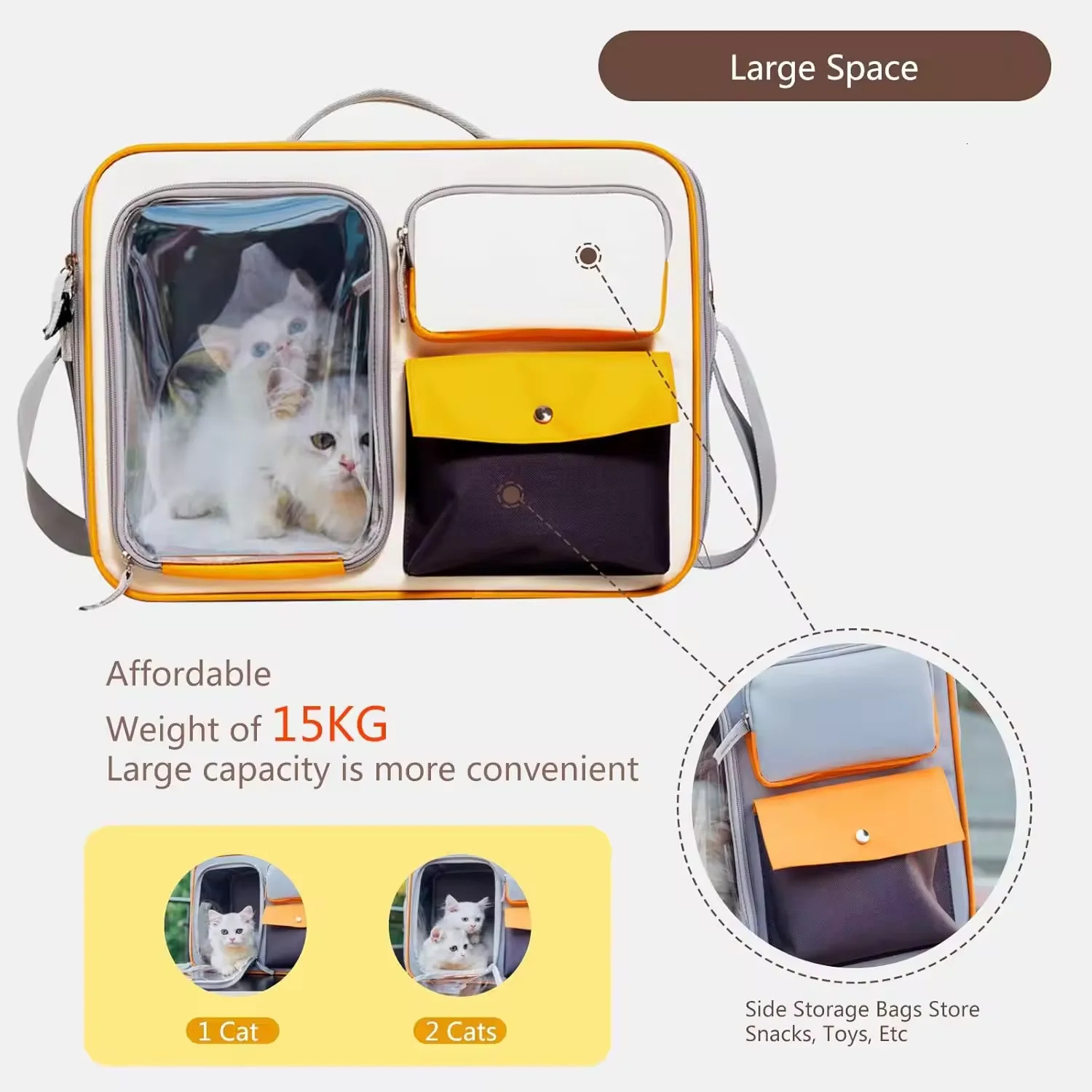 Foldable Backpack Large Capacity Breathable Double Layer Portable Carrier For Cat Traveg Pet Moving Bag Cats Products