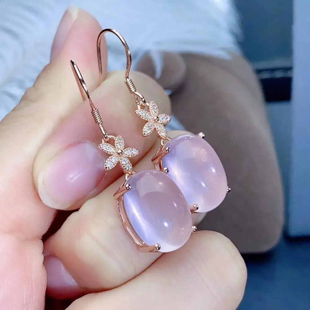 Gift Natural and Real Rose Quartz Earring Natural And Real 925 sterling silver Rose Quartz Earring 241226
