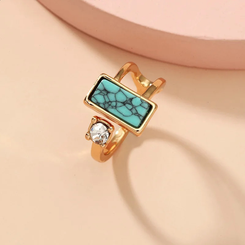 Summer Beach Vacation Knuckle Foot Ring Open Toe Rings for Women Girls Blue Black Stone Geometric Female Adjustable Jewelry 241225