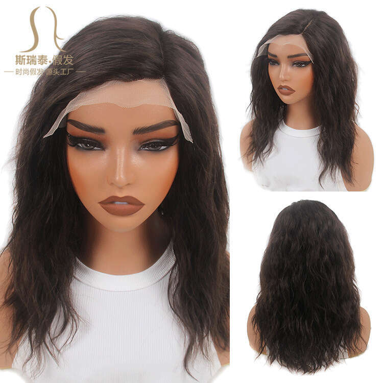Forehead Small Synthetic Headband Brown Full Head Guangzhou Silk Wig Front Lace Kq2 Kq2