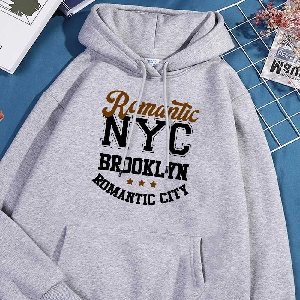 New York City Brooklyn Letter Hoodie Men Oversize Fleece Hoodies Autumn Streetwear Sweatshirt Soft Comfort Hoody Mens Clothing X241228