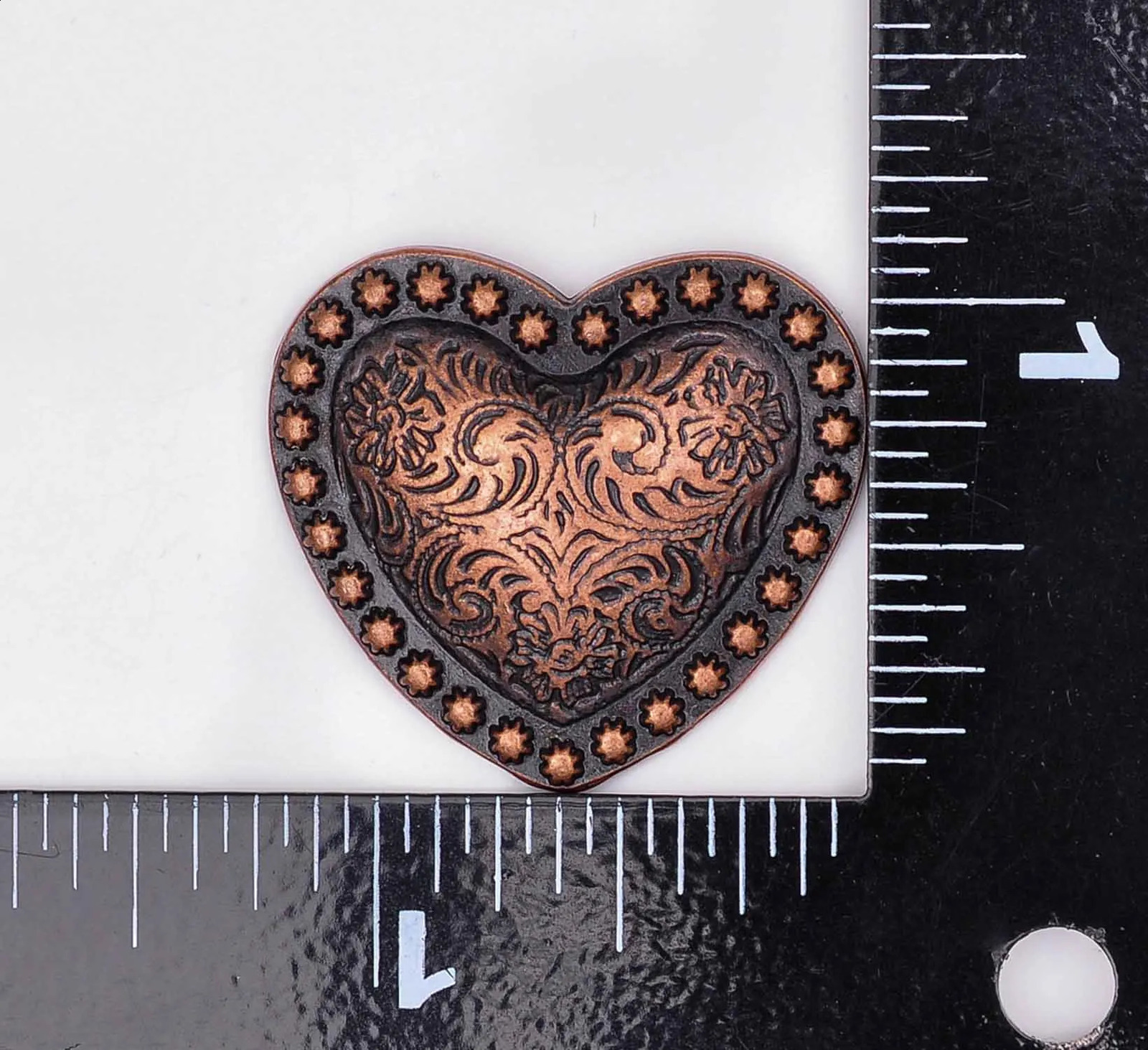 10Pcs Western Headstall Horse Tack Love Heart Antique Copper Floral Berry Saddle Leathercraft Conchos 1-1/8 Inches Screwback 241227