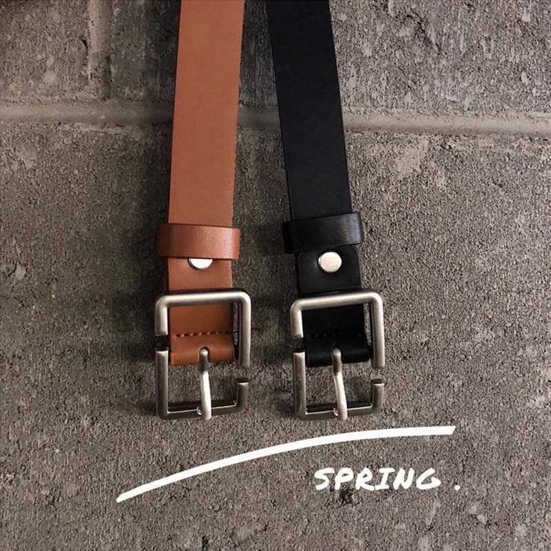 Fashion Teenagers Jeans Belt Chic Geometric Pin Buckle Black Girdle Strap Korean Vintage Waistband For Men Women PU Leather Belt W241228