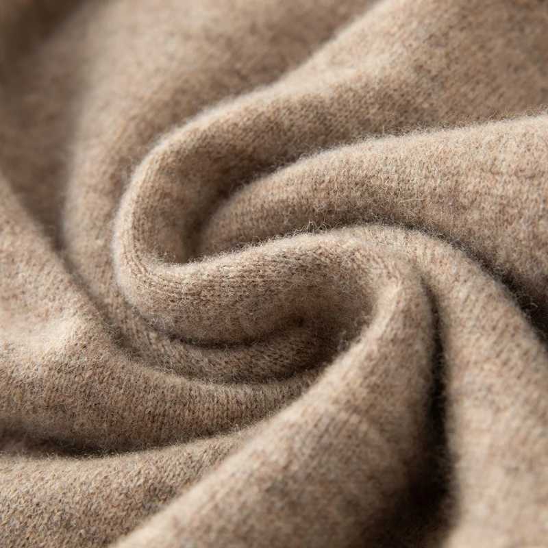 Mens 100% merino wool new V-neck cashmere hoodie thick warm solid color high-end sweater long sleeve business casual pullover i X241228