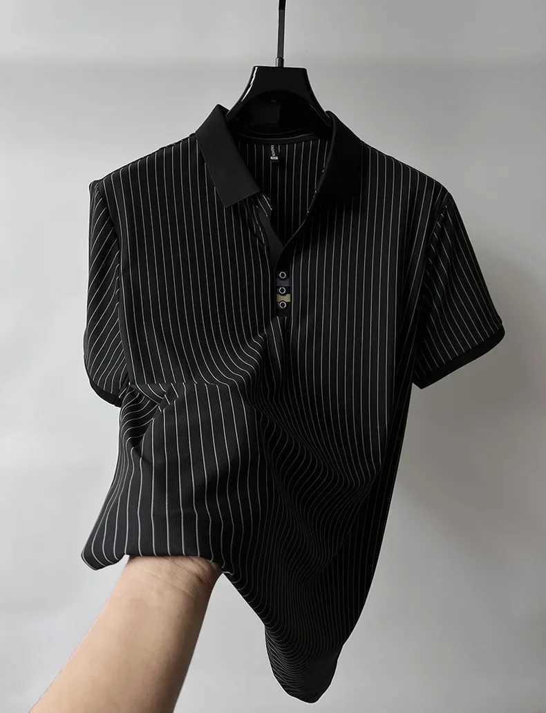 2024 Trend Brand Ice Silk Short sleeved shirt Shirt Mens Summer New Style Flip Collar Casual T-shirt Comfortable Cool Top X241228