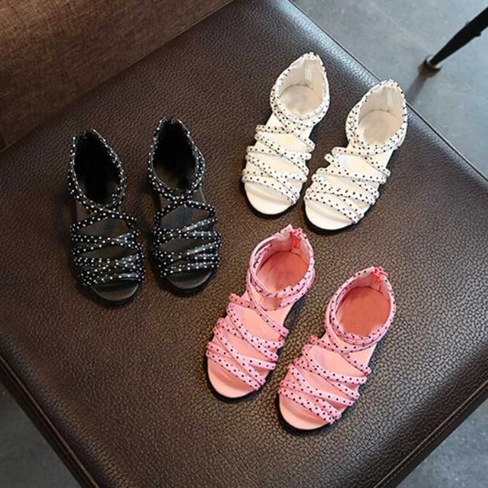 Lovirs Girls Cross Tied and Open Toe Roman Sle Flats Ankle Wrap Toddler Shoes Fashion Sweet Dress W241228